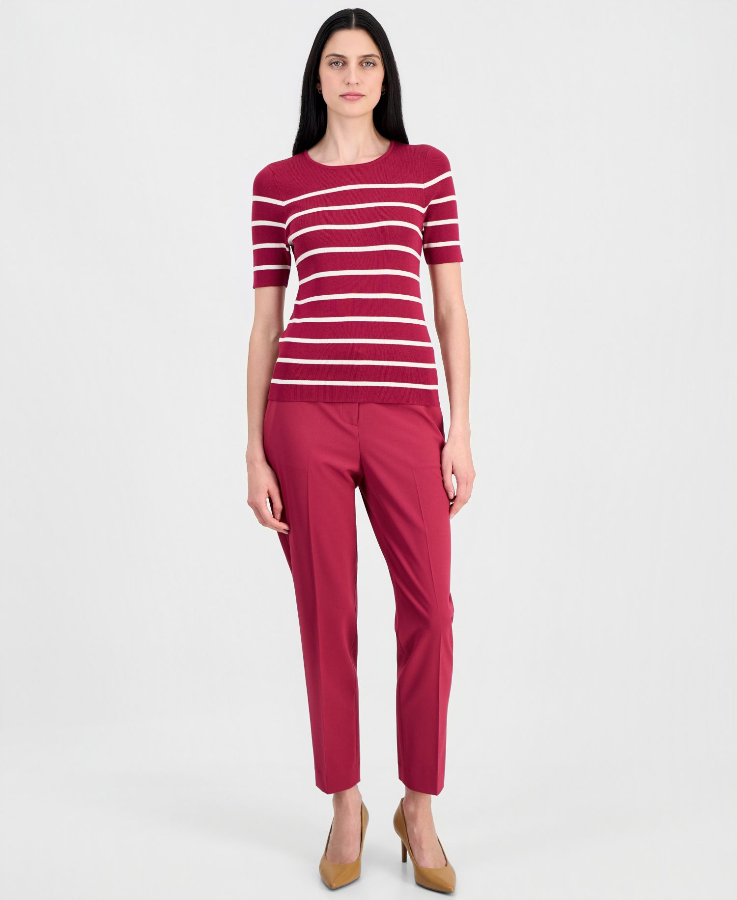 Women's Striped Short-Sleeve Sweater Tee