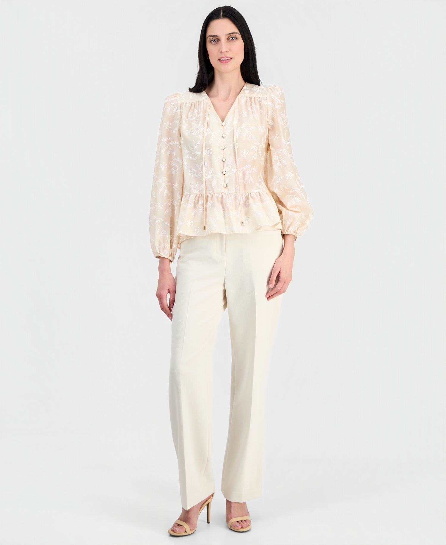Women's Long-Sleeve Peplum Blouse