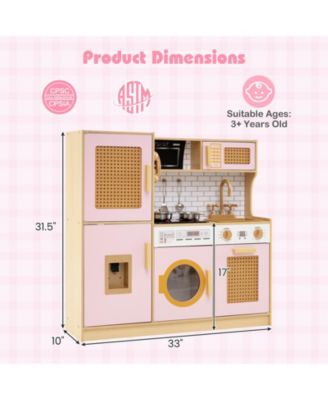 Kids Wooden Kitchen Playset with Realistic Lights & Sounds, Fun Interactive Toy