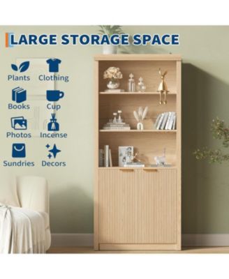 Tall Book Shelf and Bookcase, Wooden Bookcase with Doors, Modern Book Case with Large Storage Cabinet