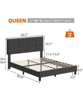 Platform Bed Frame, Linen Upholstered King Bed Frame, Wooden Slats Support, No Box Spring Needed, Noise-Free