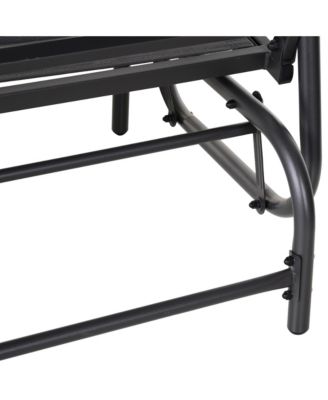 2-Person Outdoor Glider Bench, Patio Double Swing Rocking Chair Loveseat w/ Powder Coated Steel Frame