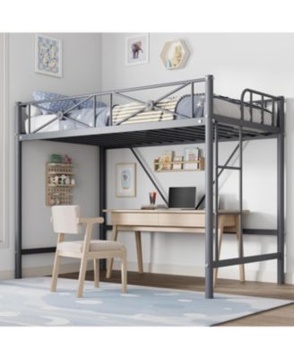 Loft Bed Frame, Heavy Duty Metal with 400 Lbs Weight Capacity, Space-Saving & Noise-Free Design, Industrial Loft Bed for Kids, Teens, Adults