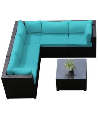 6PCS Rattan Patio Sectional Sofa Conversation Set Outdoor w/ Cushions
