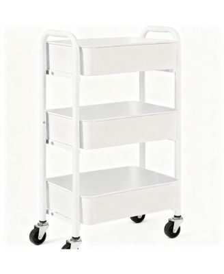 3-Tier Compact Rolling Storage Cart - Under Desk Use, 100 lbs Capacity