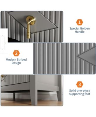 Tall Fluted Dresser, 5 Drawer Modern Wood Storage Chest for Living Room or Entryway