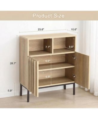 Farmhouse Buffet Cabinet with Storage, Sideboard Cabinet with 2 Fluted Doors, Adjustable Shelf and Metal Legs