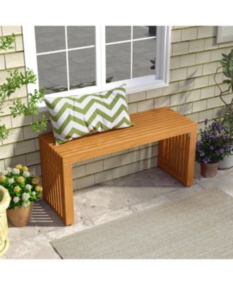 2 PCS 36 Inch Patio Bench All-Slat Acacia Wood Loveseat for 2 People 800 lbs Capacity