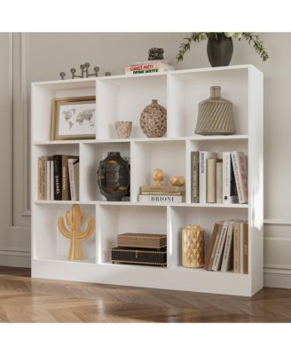 Wooden 10-Shelf Freestanding Standard Bookcase