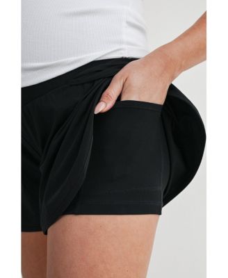 Women's Maternity Over-the-Belly Active Shorts with Built-In Liner