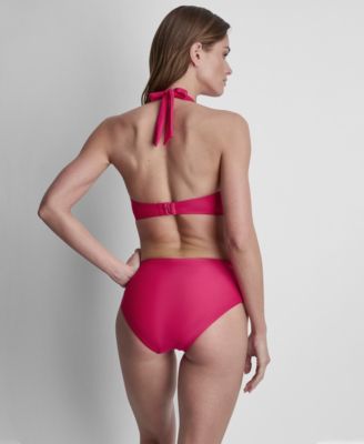 Women's Shirred Buckle Front V-Neck Halter Top