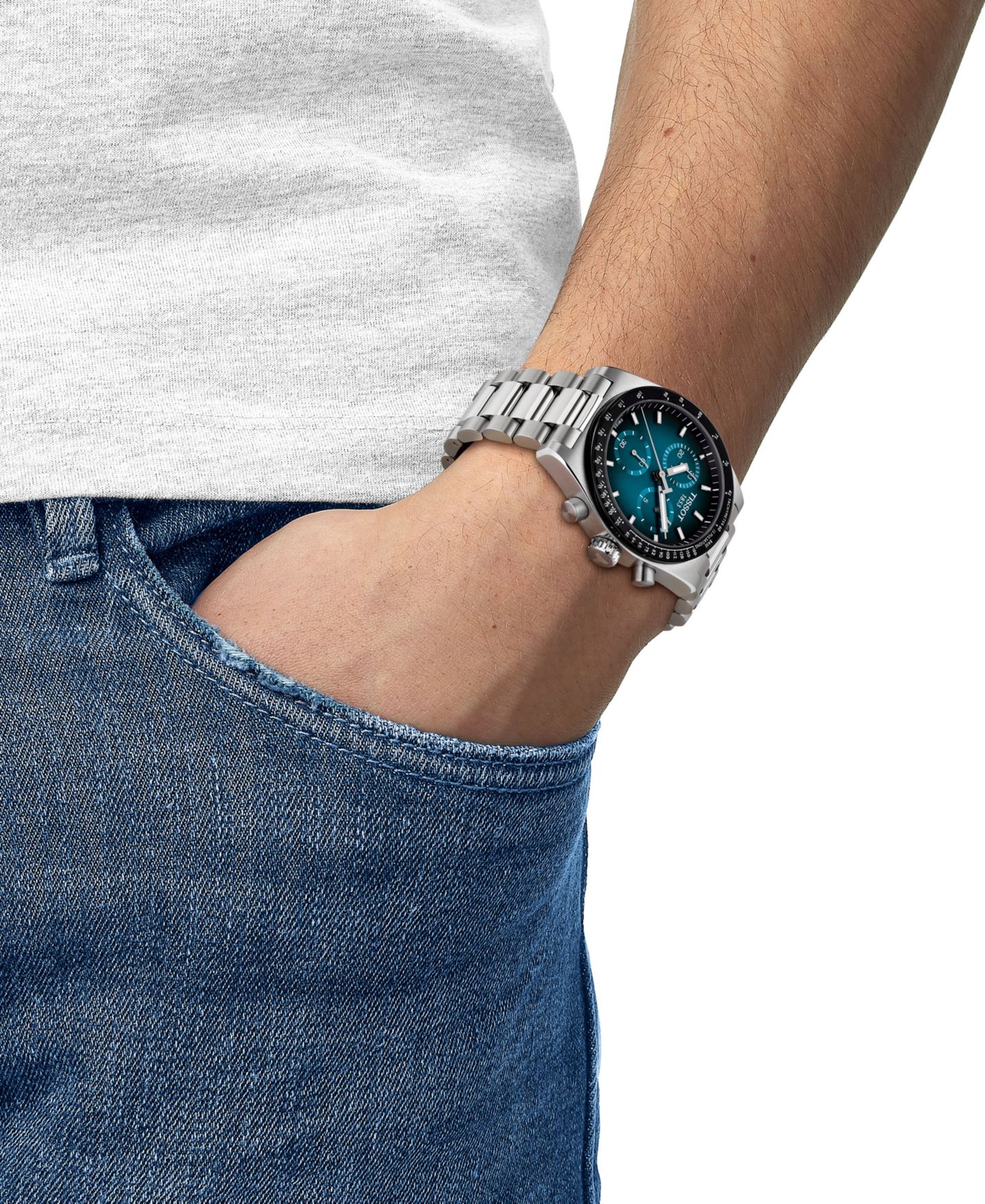 Мужские часы Tissot Mineral Quartz Chronograph Stainless Steel Watch, 40mm — фото 4