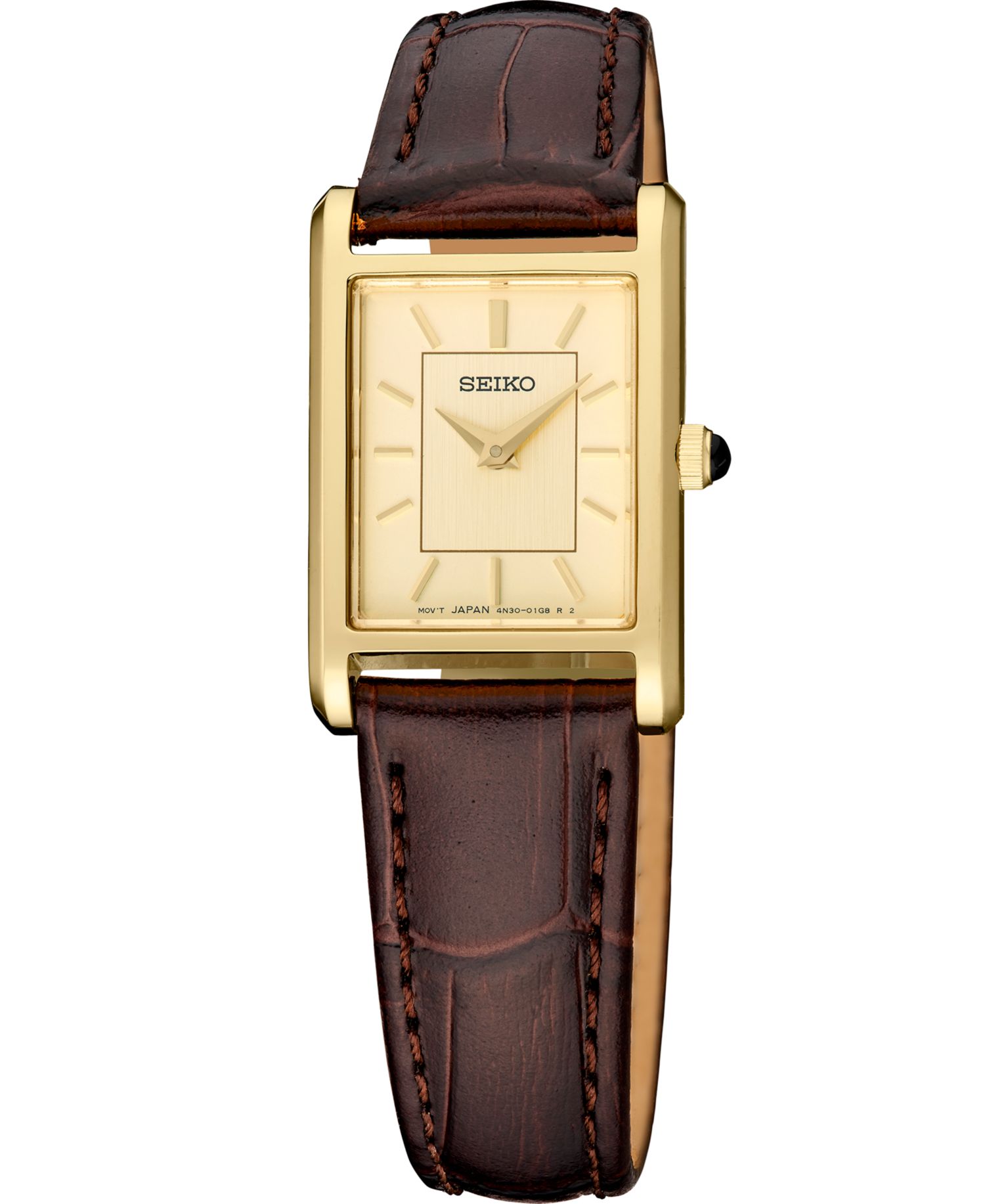 Women's Gold Leather Strap Watch, 19.6mm