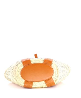 Medium Sense Basket Tote Raffia with Leather