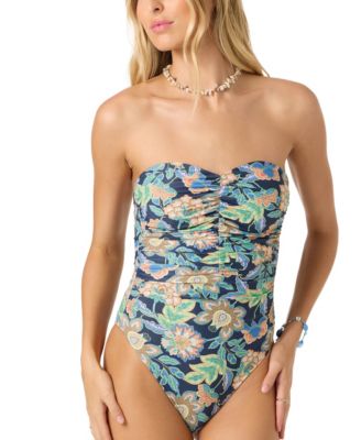 Women's Mermaid Floral Printed Ubud Sweetheart Neck One-Piece Swimsuit