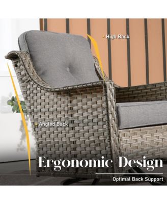 5 Piece Outdoor Patio Furniture Set,Wicker Conversation Set with Comfy Deep Sofa,Wide Armrest Chairs with Ottoman for Outside Porch Balcony