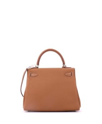 Kelly 25 Handbag Brown Togo with Palladium Hardware
