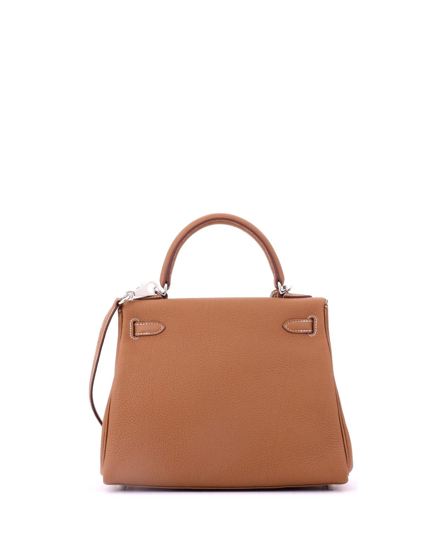 Kelly 25 Handbag Brown Togo with Palladium Hardware