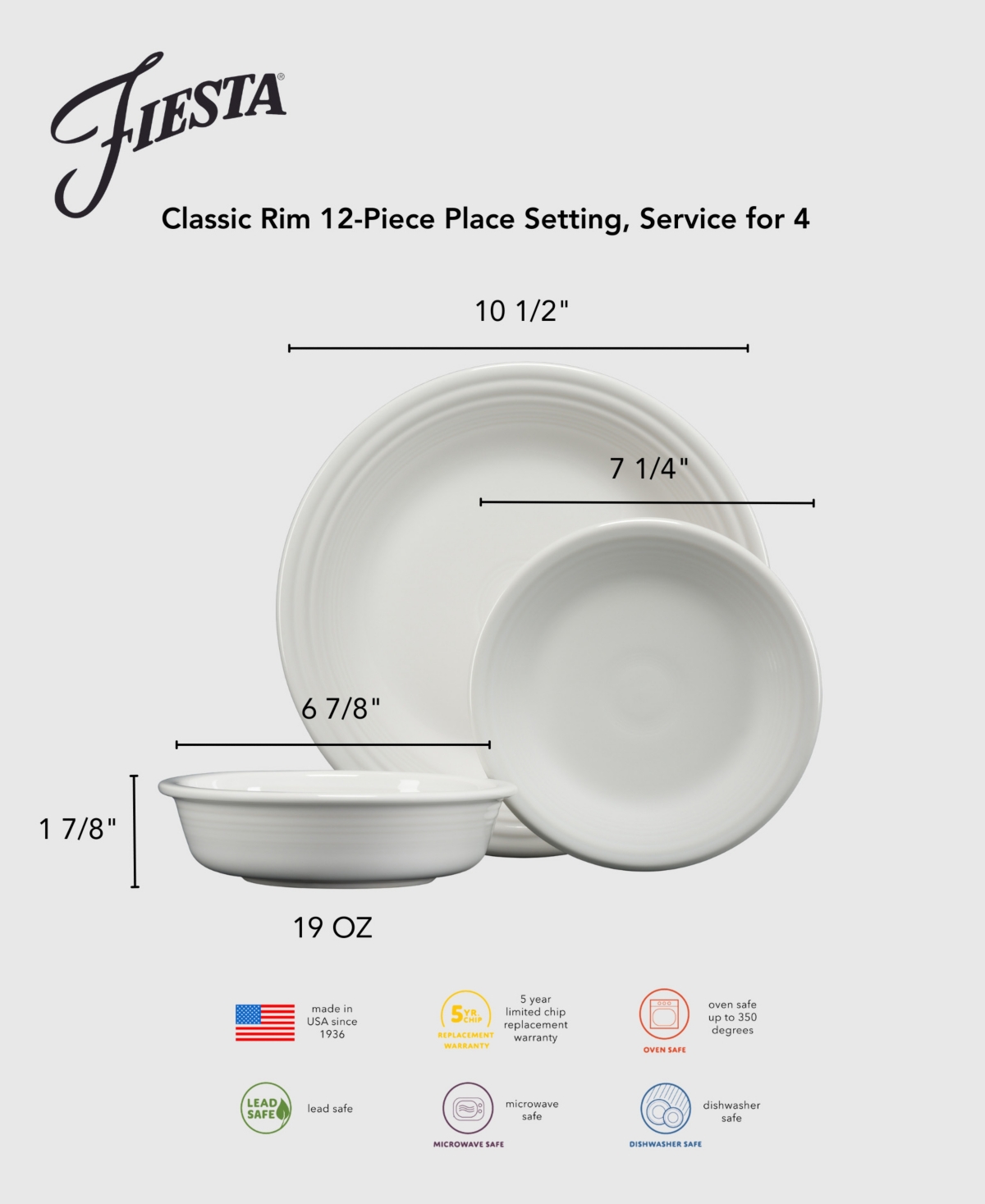 Fiesta Lavender Fields Classic Rim 12-Pc. Starter Dinnerware Set, Service For 4