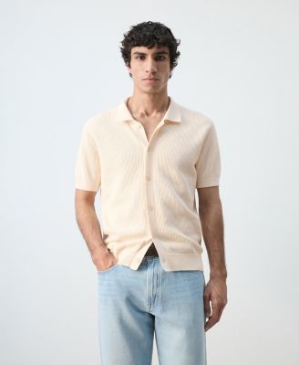 Men's Cotton Structured Knit Buttons Polo Shirt