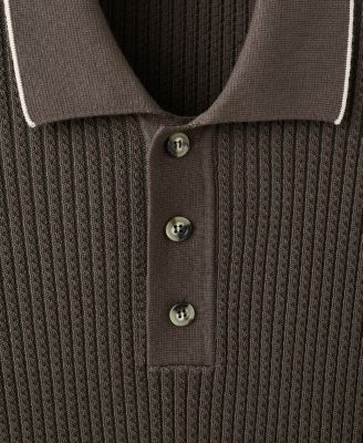 Men's Fine-Knit Herringbone Polo Shirt