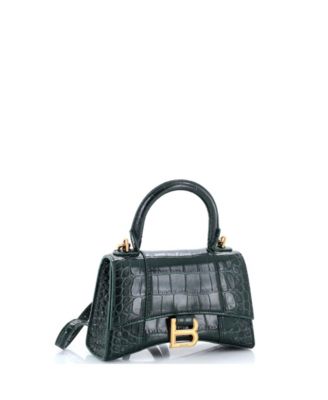 XS Hourglass Top Handle Bag Embossed Leather