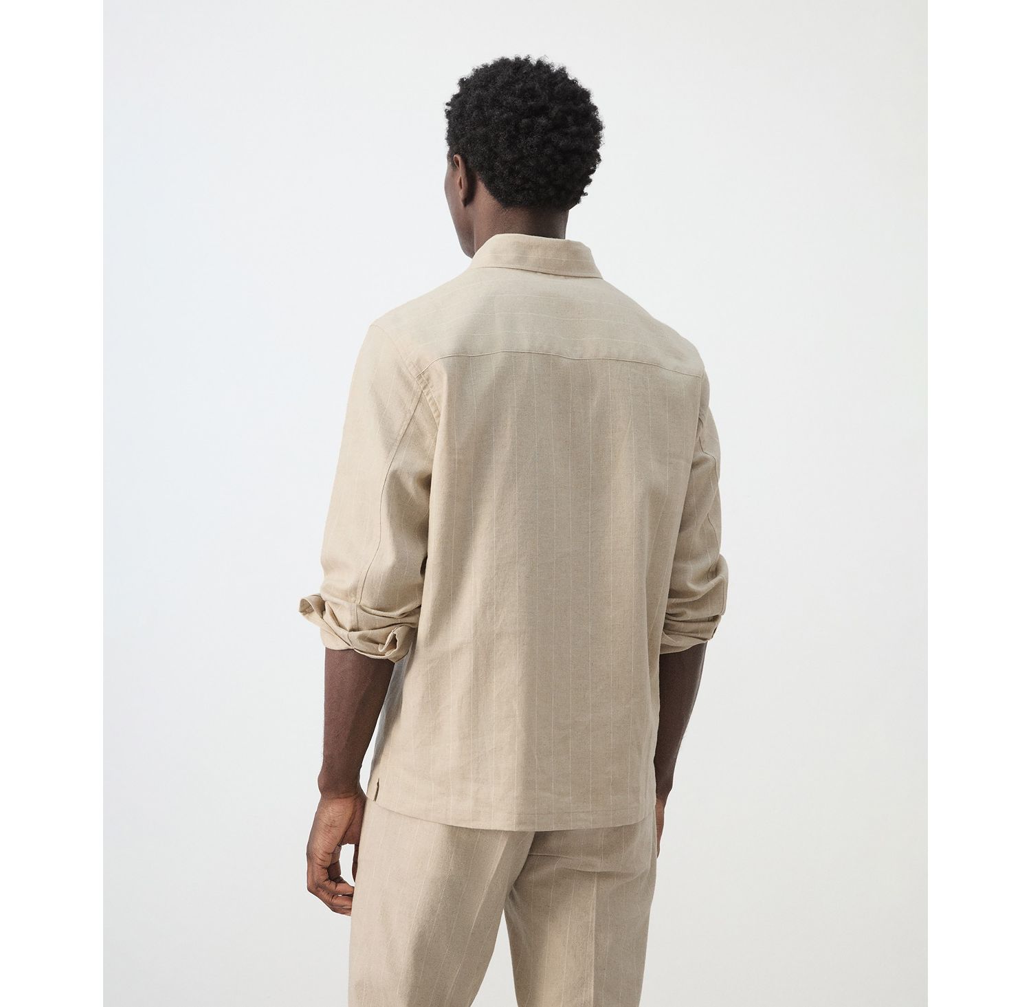 Men's Linen and Cotton Blend Striped Shirt