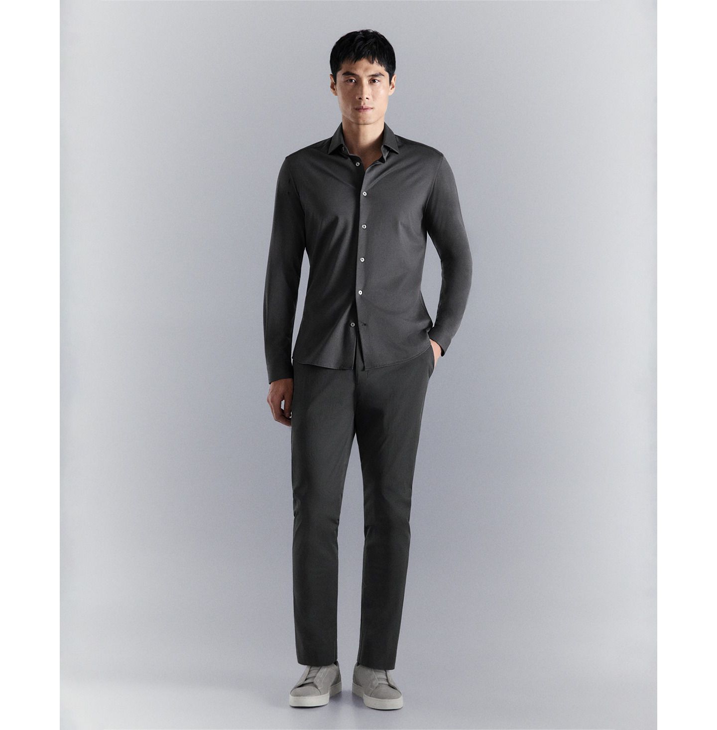 Мужская рубашка MANGO Comfort Stretch Non-Iron, цвет: Угольный — фото 7