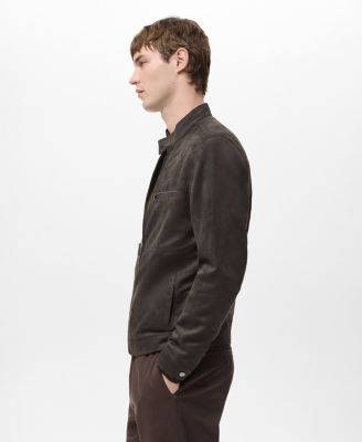 Men's Suede-Effect Biker Jacket