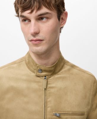 Men's Suede-Effect Biker Jacket