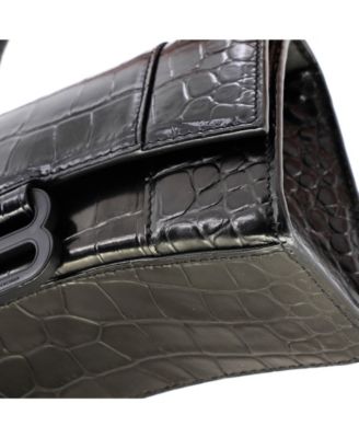 XS Hourglass Top Handle Bag Embossed Leather