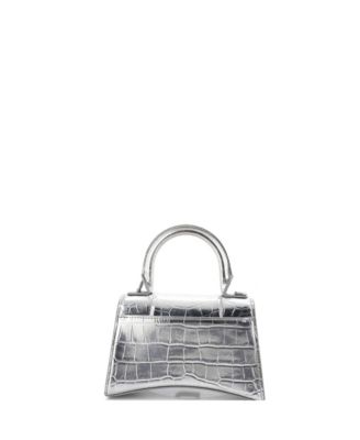 XS Hourglass Top Handle Bag Embossed Leather