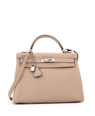 Kelly 32 Handbag Light Togo with Palladium Hardware