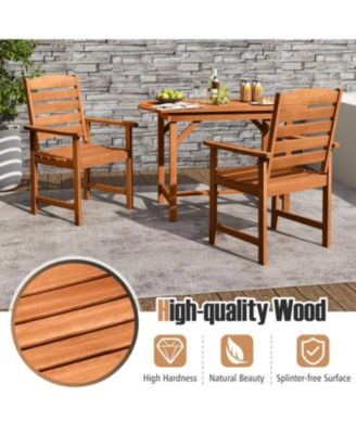 Solid Wood Outdoor Dining Chairs with Slatted Design