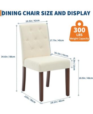 Parsons Button Tufted Dining Chairs Set of 2, Upholstered Fabric Chairs with Wood Legs