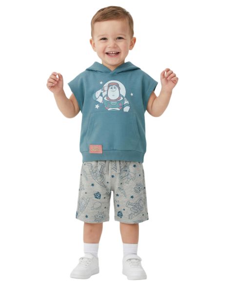 Детский комплект Toy Story для малышей: худи с коротким рукавом и шорты, 2T-5T, цвет: Серый меланжевый / Синий