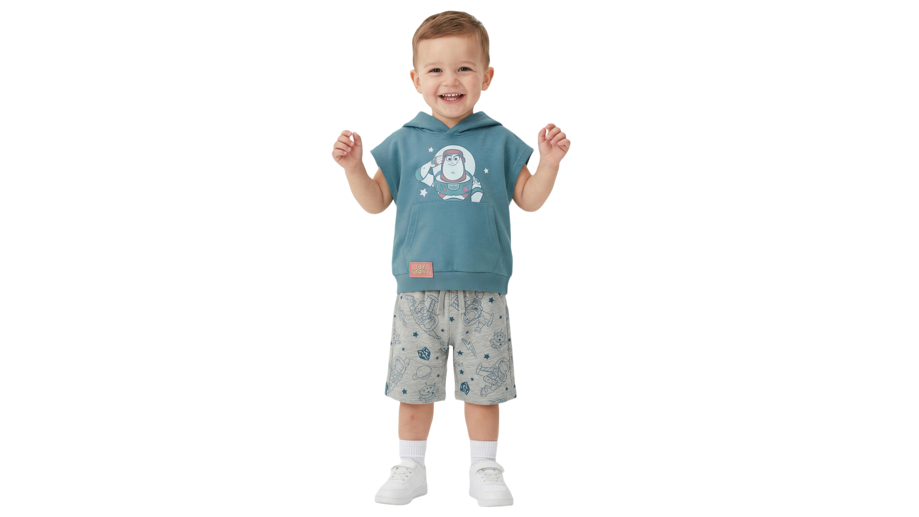 Toy Story Boys' 2T-5T Short-Sleeve Hoodie and Shorts, 2-Piece Set