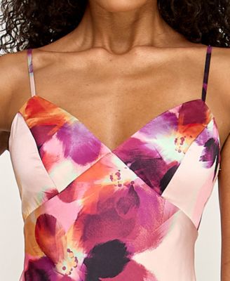 Juniors' Printed Halter V-Neck Dress