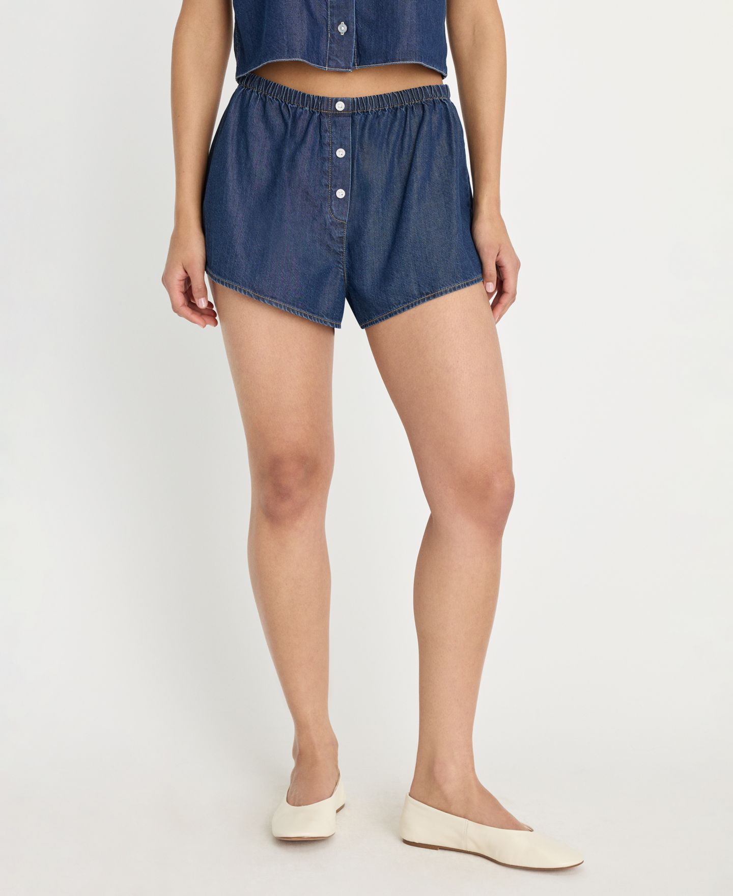 Женские трусы Good American Denim Boxer Shorts, цвет: Индиго — фото 2