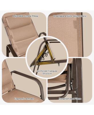 3PCS Outdoor Bistro Set Patio Conversation Set w/ Adjustable Backrest