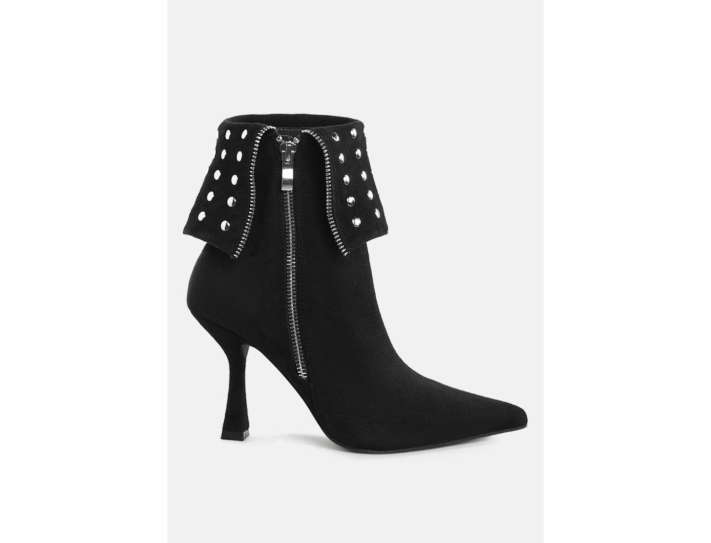 Женские ботинки London Rag Kolara Studded Foldover, цвет: Чёрный — фото 2
