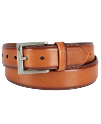 Men's Classic Casual Leather with Burnished Edges Belt