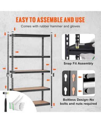 Storage Shelving Unit, 5-Tier Adjustable Metal Storage Shelves, Heavy Duty Organizer Rack for Pantry, Basement, 18" D x 48" W x 72" H