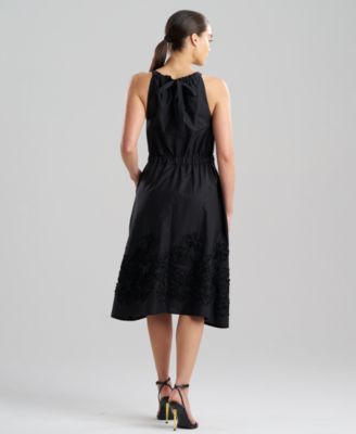 Women's Carnation Embroidery Halter Neck Midi Dress