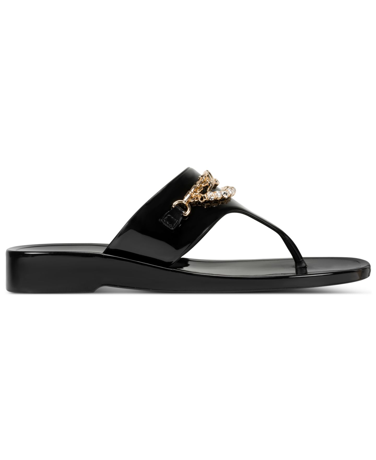 Женские сандалии KARL LAGERFELD PARIS Vesperina Jelly Slip-On Thong Flat, цвет: Чёрный — фото 2