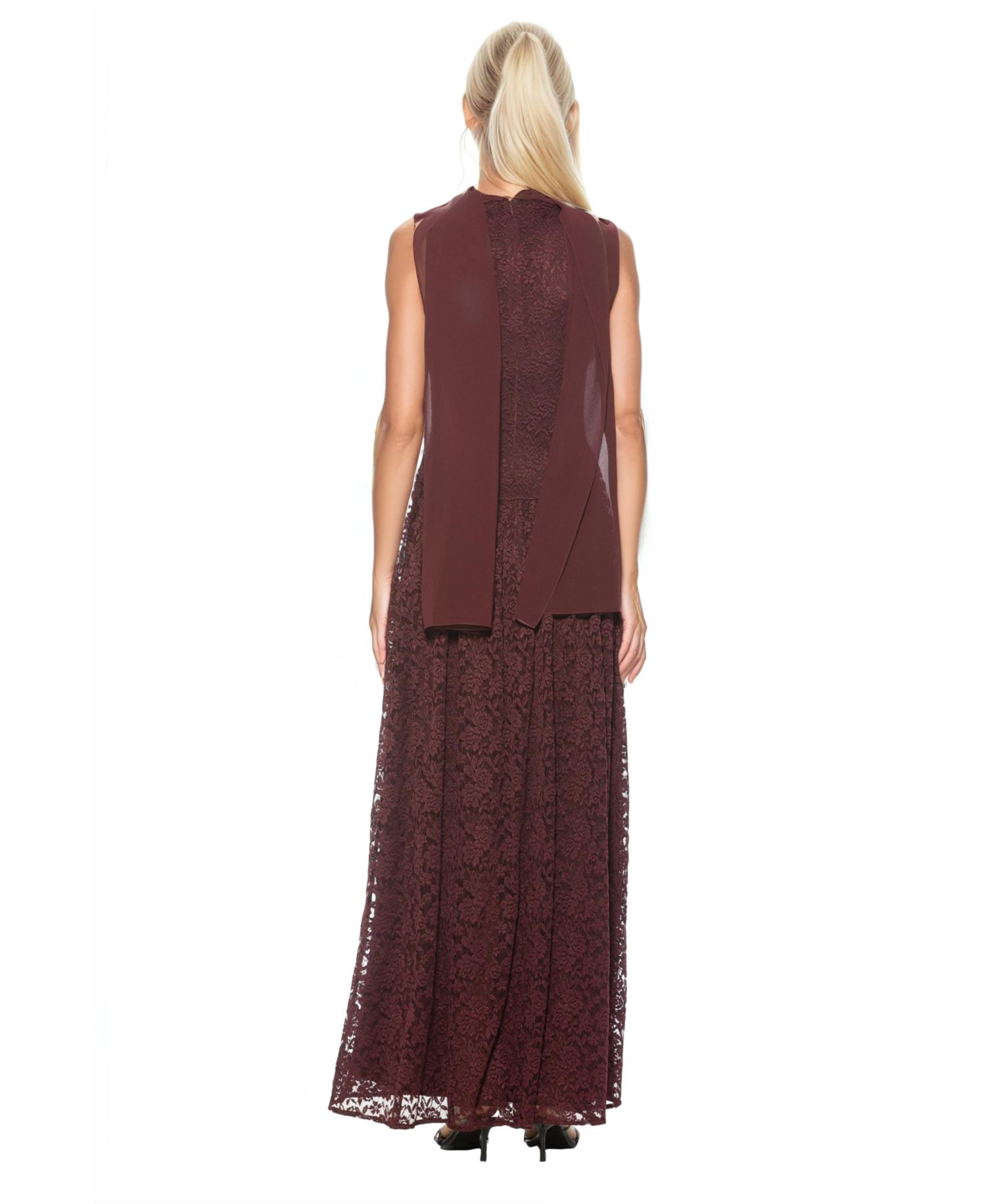Women's Marin Draped Bodice Dropped Waist Gown Dress