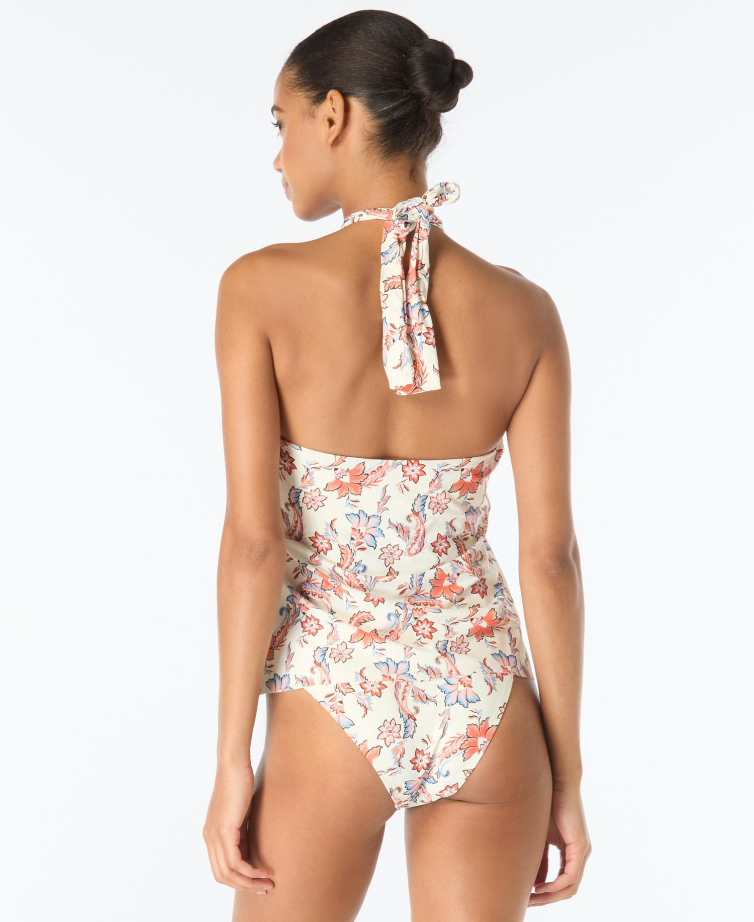 Women's Cross-Over Printed Tankini Top and High-Cut Bottoms