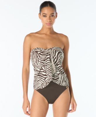 Women's Draped Bandeau Neck Tankini Top