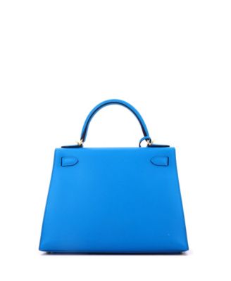 Kelly 28 Handbag Blue Madame with Gold Hardware