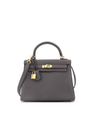 Kelly 25 Handbag Grey Togo with Gold Hardware